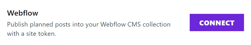 Webflow in Project settings with Connect