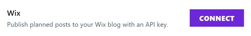 Wix in Project settings with Connect